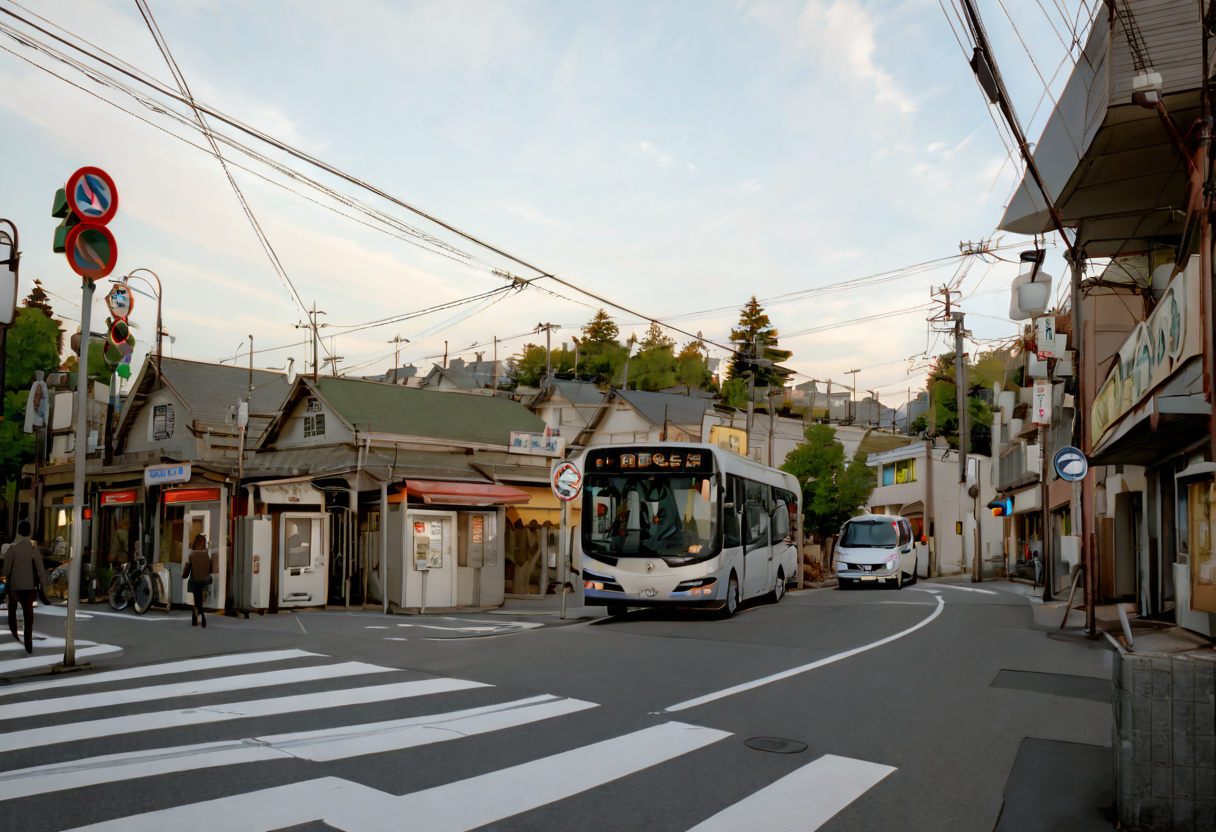 masterpiece, best quality, very aesthetic, absurdres,
koyoenst, storefront, exterior, road, car, street, power lines, outdoors, sky, crosswalk, tree, sign, utility pole, cloud, real world location, lamppost, traffic light, building, road sign, day, city, bus, scenery
<lora:kouyouen_st_SDXL_V1:1> <lora:sd_xl_offset_example-lora_1.0:0.5>