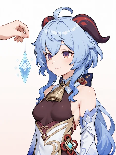 masterpiece, best quality, amazing quality, very aesthetic, absurdres, newest, , 1girl, standing, ganyu \(genshin impact\), upper body, smile, small breasts, touching to crystal,
<lora:Crystal_on_string_v2_il:0.7> crystal on string