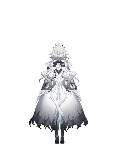 <lora:spfaniya_noob>,3dspfaniya,spfaniya,1girl,solo,long hair,dress,white dress,white background,simple background,from behind,twintails,grey hair,white hair,full body,
masterpiece,best quality,very aesthetic,absurdres,