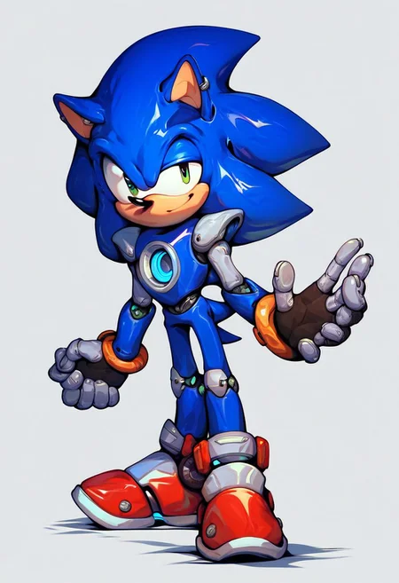 score_9, score_8_up, score_7_up, score_6_up, score_5_up, score_4_up, score_9, score_9, sfw, (solo), anthro, male, robot, hedgehog, sonic the hedgehog, high detailed, robot joints, blue metal fur, smile,