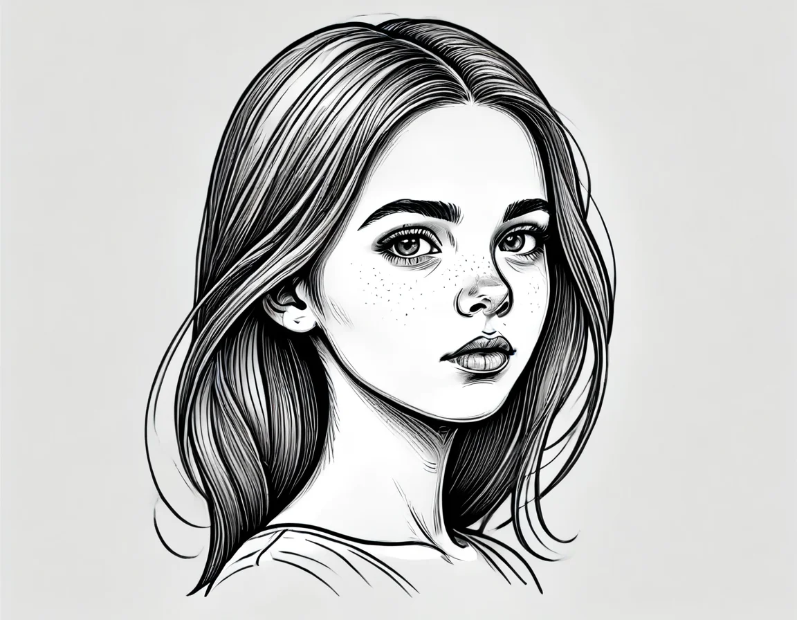 lineartlora, 1girl, portrait
