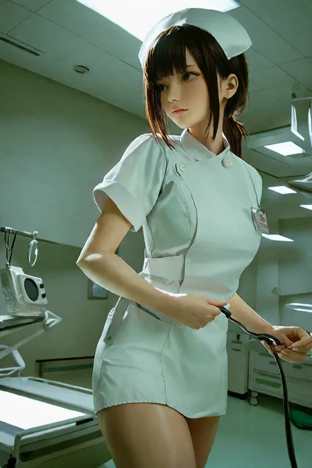 1girl, natural lighting
hospital, operating room,
(((White))) nurse uniform smooth, nurse, nurse hat, stethoscope,
tifa_lockhart,
<lora:nurse_uniform_xl_v1_1:1>, masterpiece, best quality,