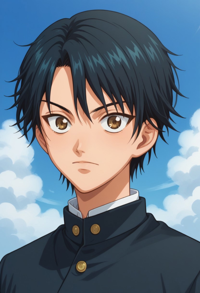 score_9, score_8_up, score_7_up, source_anime, highly detailed, 
echizen, 1boy, male focus, solo, black hair, short hair, brown eyes, school uniform, gakuran, upper body
outdoor, sky, cloud