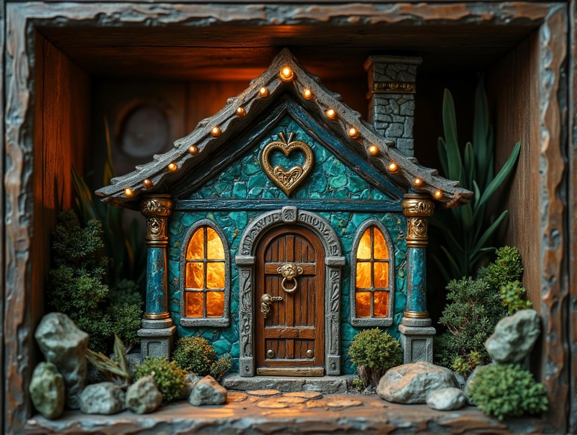 <lora:pixa_atyle-000001.safetensors:1> pixa style,champions,cute
In the realm of timeless craftsmanship, this miniature cottage emerges as a masterpiece of artistry, a fusion of sculpture, mosaic, and intricate jewelry design. Thelight blue resin, now transformed into a tapestry of polished ceramics and carved stone, shimmers under the warm, diffused light of an unseen central source. The cottage, nestled within a rustic, open-front display case crafted from weathered wood, exudes an air of ancient wisdom and mystic reverence.
The wooden door, intricately carved with symbols of protection and prosperity, features a heart-shaped knocker made from finely wrought bronze. The arched windows, framed with elegant silver filigree, peer out through glass panes that catch the light, casting a soft glow within the miniature abode. The stone chimney, adorned with intricate patterns of gold and bronze, rises majestically, a testament to the art of ancient builders.
Surrounding the cottage, lush greenery springs to life in a mosaic of emerald and sapphire tones, with detailed bushes and rocks that seem to have been plucked from the very earth itself. The textures are layered and rich, each element a stroke of the artisan's hand, polished to a fine finish. The entire scene is bathed in a warm, golden light, creating a sense of serenity and harmony.
Ornate embellishments, symmetrically arranged, enhance the cottage's ceremonial and mythic undertones. The central door and windows are flanked by columns of amethyst and jade, adding a touch of regal elegance. The display case, with its weathered wooden frame, serves as a sacred enclosure, protecting the cottage from the outside world and drawing the eye to its intricate details. This miniature masterpiece is a beacon of refinement, a piece of art that inspires reverence and awe, as if it were a sacred relic from a bygone era.
