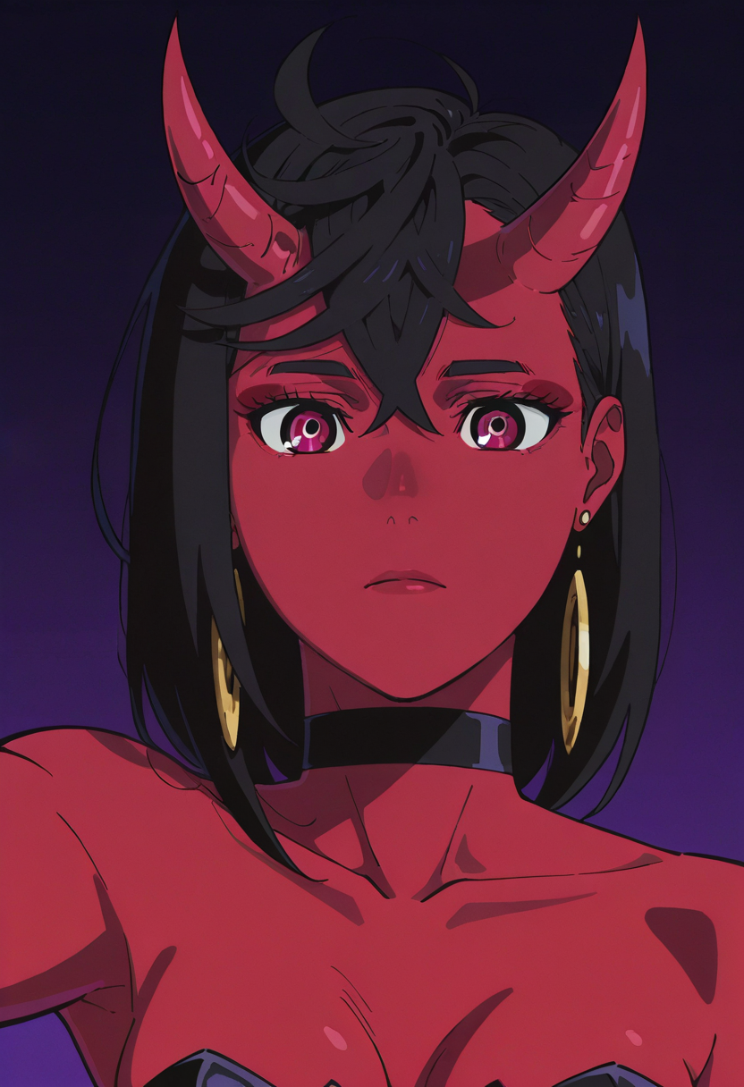 dandadan, 1girl,demon horns,