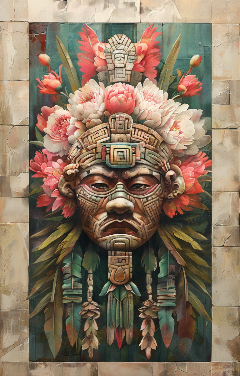 masterpiece,best quality,<lora:tbh264-sdxl:0.9>,illustration,style of Aztec decaying peonies
