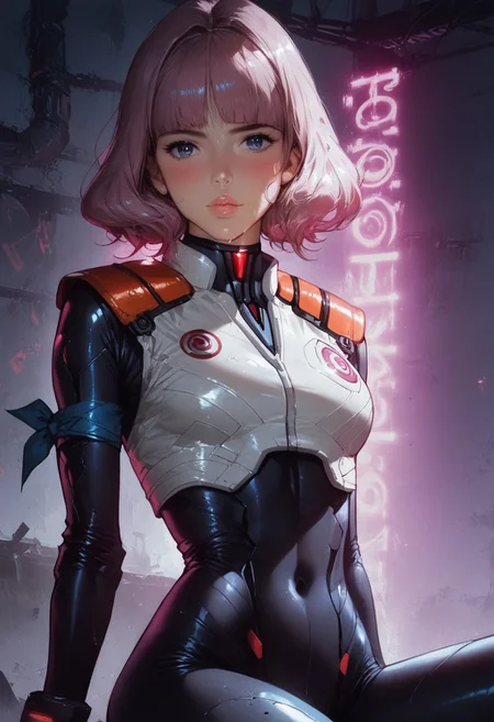 score_9, score_8_up, score_7_up,source_anime, 1girl,Midori Kitakami,black bodysuit, blue armband, lustful looking, heavy blushing, shiny skin, wet skin, eye contact, sits with seductive pose, stomach focus, detailed background, inside, futuristic, neon lights, volumetric lighting, vivid colours, g0thicPXL, glowing, neon, natural lighting,, professional lighting, perfect quality, high quality, photorealistic, (((supermodel))),((goddess))