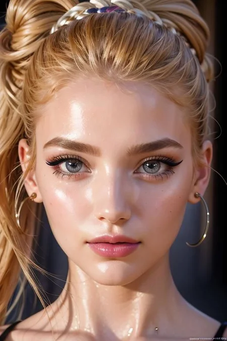 masterpiece, best quality, Wonderful 18 year old girl, blonde, Top knot,  eyes and beautiful prosperous breasts, ultra photorealistic, professional majestic portrait of a irresistible, beautiful, pose, (illustration, watercolor sketch), (best quality), (intricate:1.2), detailed(photorealistic:1.4),(detailed:1.2) in the knight's castle,hall, portrait on the wall, ((face focus)), ultra realistic face, photo of a girl, girl smiling, night, space, ocean, ((hair up, hair in bun,  hair)), ((closeup, portrait)), ((pink lipstick, eyeliner, eye shadow, blush):1.2), ((best quality, masterpiece, extreme details, high resolution):1.2),((detailed eyes, beautiful eyes, detailed face, beautiful face):1.2), professional majestic 8k uhd, soft lighting, high quality, sharp focus,  High Detail, Sharp focus, dramatic,  hair,  eyes,<lora:Tanlines05:0.8>, <lora:skin_tone_slider_v1:1.4>, <lora:add_detail:0.6>, <lora:hourglassv01:0.7>, , <lora:Tanlines05:0.8>,