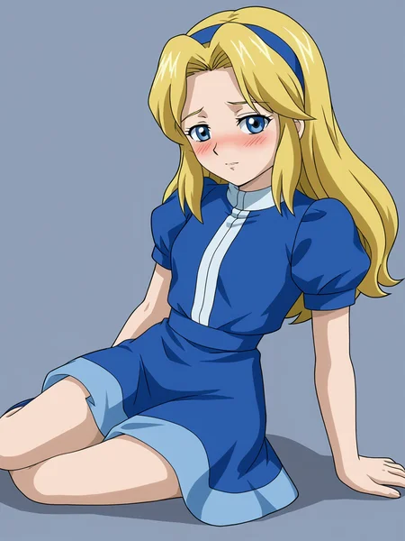 <lora:Maria Robotnik (SxSG):0.9>, blush, sxsgdbmaria, blonde hair, source_anime
tease, seductive, posing, dress skirt