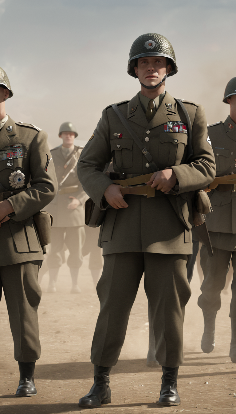 Cinematic scene, Allied Nations, army, detailed background, masterpiece, best quality, high quality, absurdres <lora:command_and_conquer_xl_v2:1>
