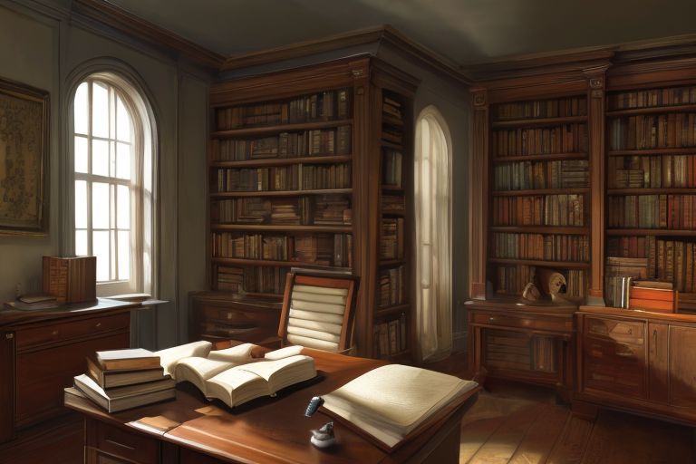 RAW photo, (masterpiece:1.3), subsurface scattering, heavy shadow, (high quality:1.4), (intricate, high detail:1.2), professional photography, HDR, High Dynamic Range, realistic, ultra realistic, photorealistic, high resolution, film photography, ambient lighting, atmospheric effects, <lora:detail_slider_v4:2>, OverallDetail, a scholar in an office, desk, books, shelves, FanStu, <lora:FantasyStudy-10:0.7>, epiCPhoto