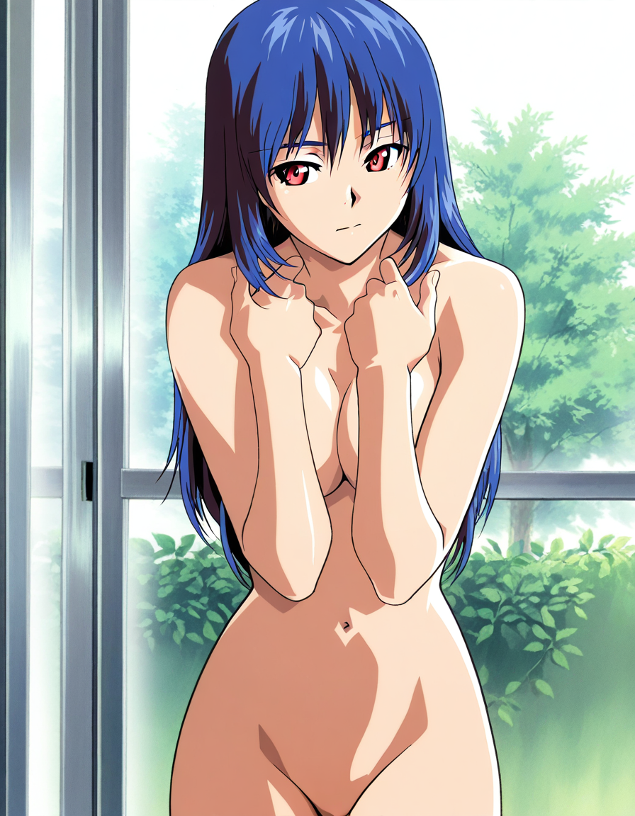 score_9, score_8_up, score_7_up, source_anime, anime, anime screencap, official style,BREAK official art, solo, 1girl, one girl, 
<lora:akiyama_yuuko:1>, akiyama yuuko, long hair, blue hair, red eyes, full nude,
(masterpiece:1.3), best quality, high resolution, unity 8k wallpaper, (illustration:1.2), 8K,