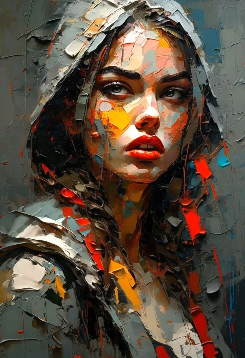 impasto girl vampire, in a cyberpunk world, with cyberware, very expressive, cinematic<lora:impasto:1>