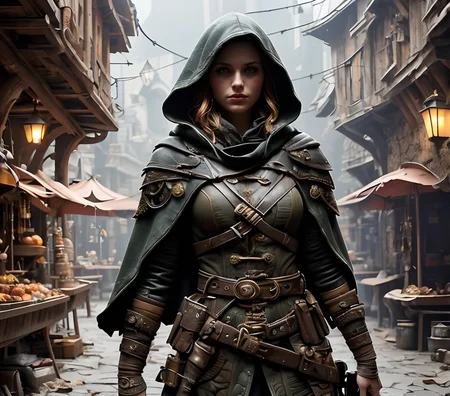 RAW photo, (masterpiece:1.3), subsurface scattering, heavy shadow, (high quality:1.4), (intricate, high detail:1.2), professional color photography, HDR, High Dynamic Range, realistic, ultra realistic, photorealistic, high resolution, film photography, ambient lighting, atmospheric effects, <lora:detail_slider_v4:2>, OverallDetail, a fantasy rogue, wide view, <lora:zoom_slider_v1:-2>, cape, black leather jacket, belt, hood, FaRo, <lora:FantasyRogues-10:0.5> in a fantasy market, <lora:FantasyMarket:0.6>, fanmar, epiCPhoto