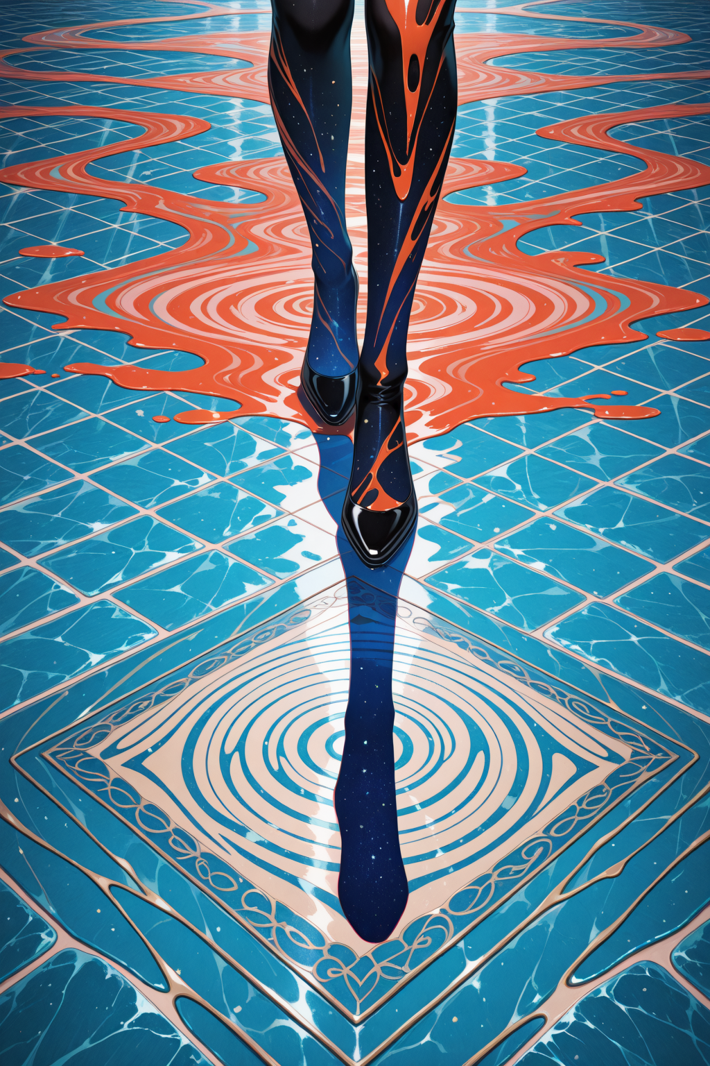 lazypos,pastel colors, surreal, abstract
1 adult woman, marbled floor, liquid floor, colored shadow, different shadow, <lora:super_secret_lora_not_released:5> <lora:TrendCraft_The_Peoples_Style_Detailer-v1.0A-3_13_2025-illustrious:0.2>