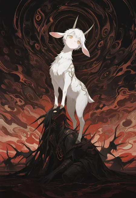 abstract , newest , absurdres , abnormality , lamb of god , feral lamb with human face ,
masterpiece, best quality ,amazing quality ,15546+456868, usnr , rule of three ,