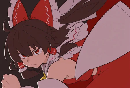 best quality,
1girl, solo, hakurei reimu,
serious, dynamic pose,