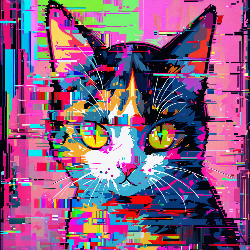 ,glitchstyle,<lora:Glitch_style-xl:0.8>,masterpiece,
cat,solo,portrait,looking at viewer.glitch,