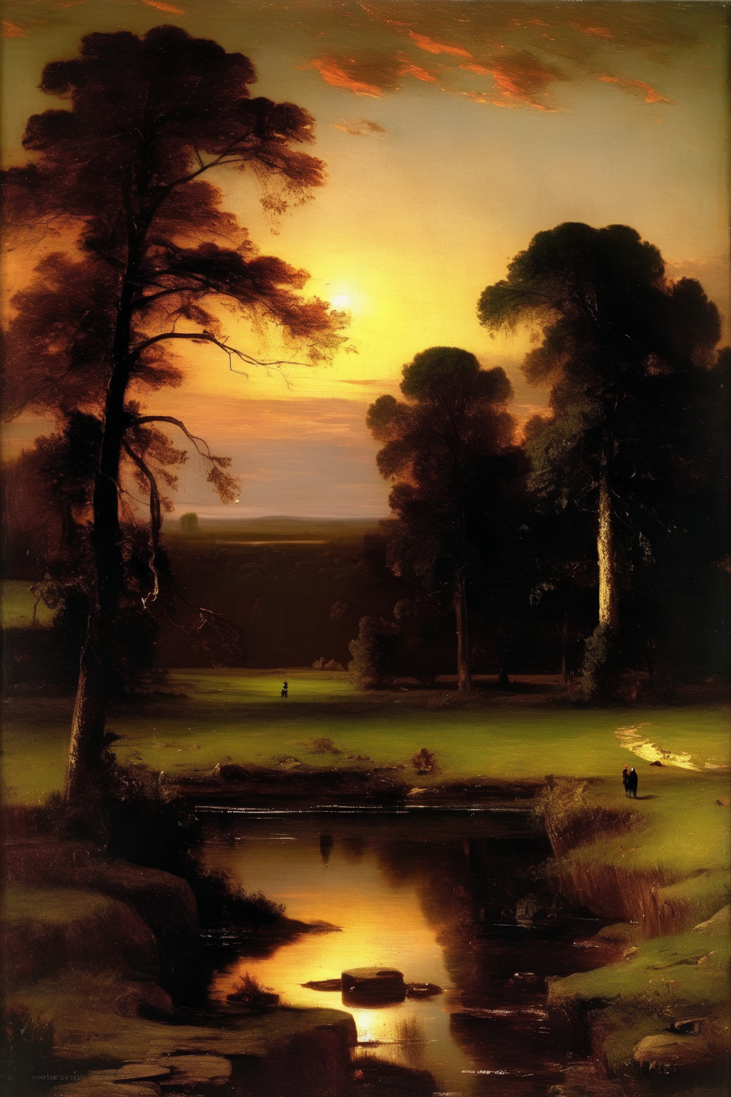 <lora:Worthington Whittredge Style:1>Worthington Whittredge Style - George inness Thomas Cole tonalism painting landscape