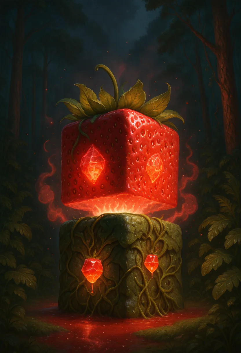 masterpiece, best quality, strbrry, cube, ,<lora:StrawberryWorldMorph_IXL_v1:1.0>,