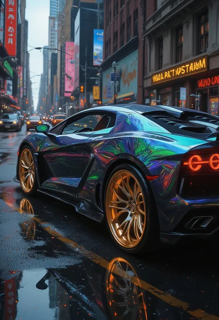 (masterpiece:1.1), (highest quality:1.1), (HDR:1.0), (CyberPunkAI city:1.1), ominous looking (futuristic car:1.2), iridescent paint, highly detailed rims, glowing rims, intricate details, (golden ratio, masterpiece:1.2), city background, (photorealistic, insane quality, best quality:1.4), extremely detailed, highest detail, highly detailed, incredibly detailed
, detailed, realistic, 8k uhd, high quality, sbfte, Midjourney_Whisper