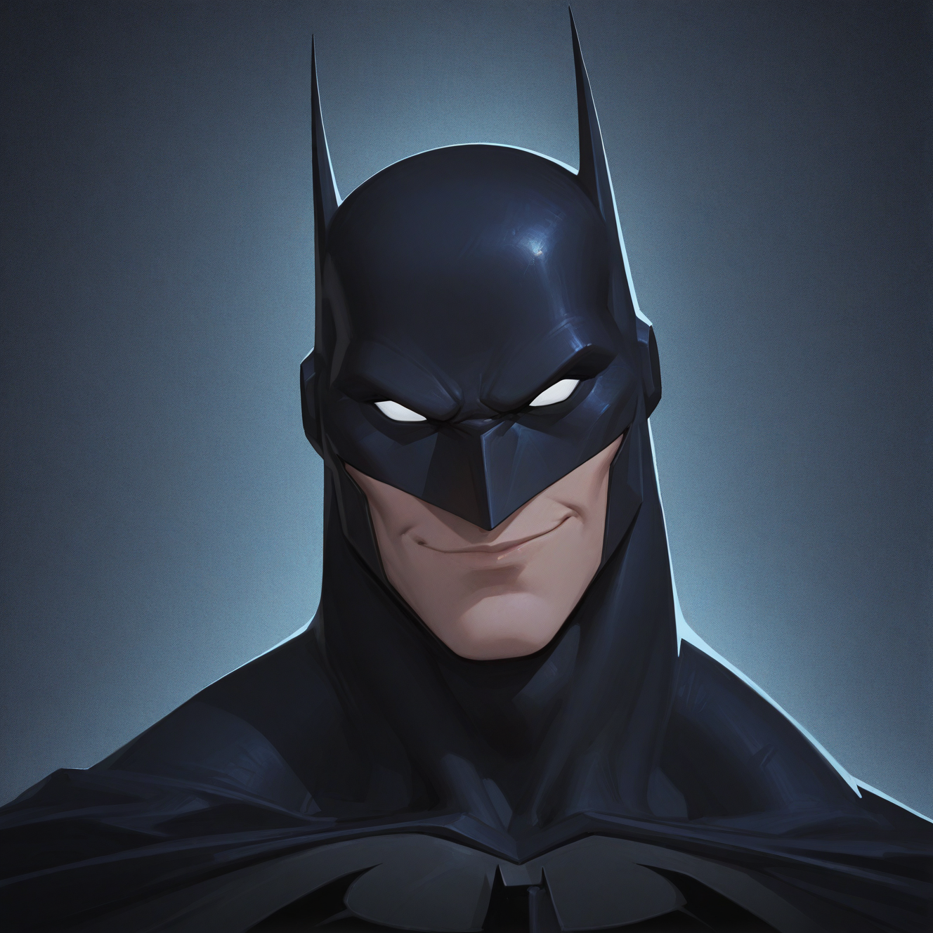 <lora:BATMAN_DCAMU:1> batman_dcamu, solo, looking at viewer, smile, 1boy, closed mouth, male focus, mask, helmet, portrait, smirk, dark, white eyes, no pupils, upper body, antennae, detailed background, motion blur, film grain, abstract, natural lighting, fantasy, cinematic, very awa, masterpiece, best quality, absurdres, newest, perfect quality, detailed background, intricate details, (artist:fl \(l-fl\):0.7), (artist:tooboshoo:0.7), (artist:dizdoodz:0.8)