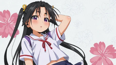 detailed background, shiny skin, posing,
<lora:tokiyuki.pony:1>,
tokiyuki, trap, crossdressing,
small breasts, wide hips,
two side up, long hair,
school uniform, frilled skirts ,pantyhose, blouse, patterned pantyhose, short sleeves, micro skirts,