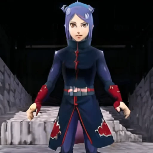 1girl, konan \(naruto\), (akatsuki outfit:1.2), labret piercing, blue hair, standing,