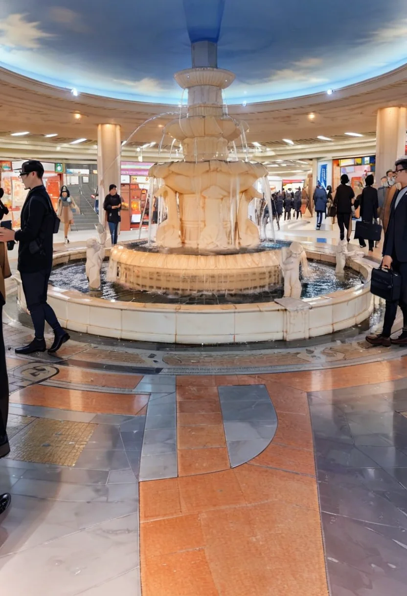 masterpiece, best quality, very aesthetic, absurdres,
1girl, solo, glasses, black hair, long hair, black hoodie, black bag, pants, smile, looking at another, walking, solo focus,
izuminohiroba, real world location, scenery, sky, multiple boys, 6+boys, cloud, vanishing point, multiple girls, fountain, ceiling, tile floor
<lora:izuminohiroba_SDXL_V1:1>