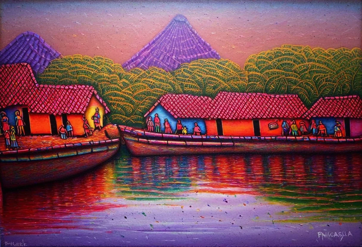 fishing village on a river, Nicaragua Primitivism