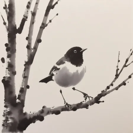 zydInk, a bird standing on a branch of a tree