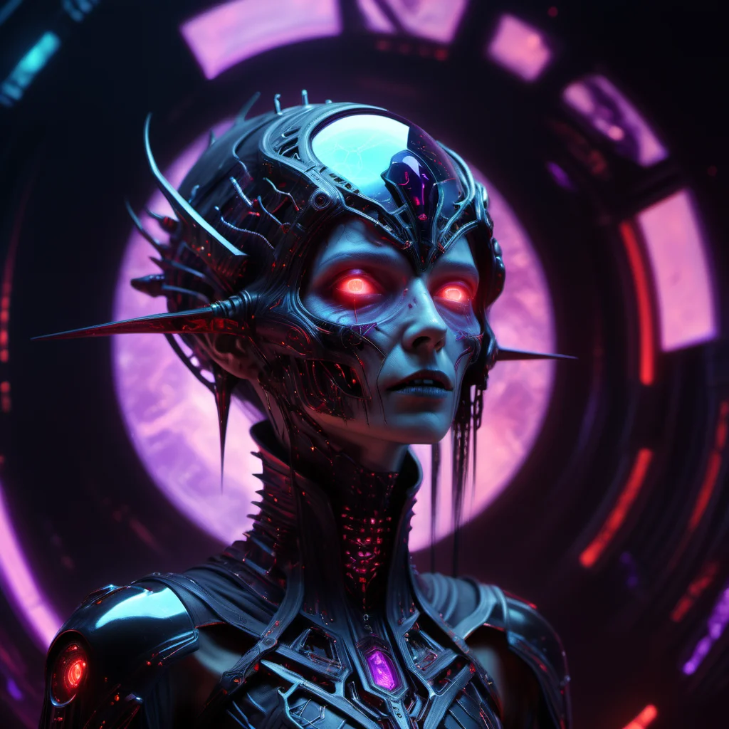 ((best quality)), ((masterpiece)), ((realistic,digital art)), (hyper detailed), DonM5yn1hXL synth female witch, scifi, tech, futuristic, 8K, HDR <lora:DonM5yn1hXL-000014:1>