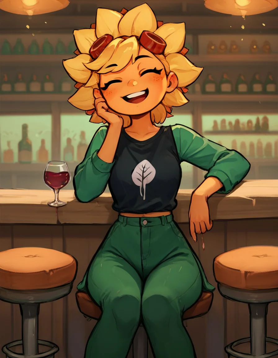 score_9, score_8_up, score_7_up, score_6_up, score_5_up, score_4_up, source_anime, , solar_flare, sitting, bar, drinking wine, happy