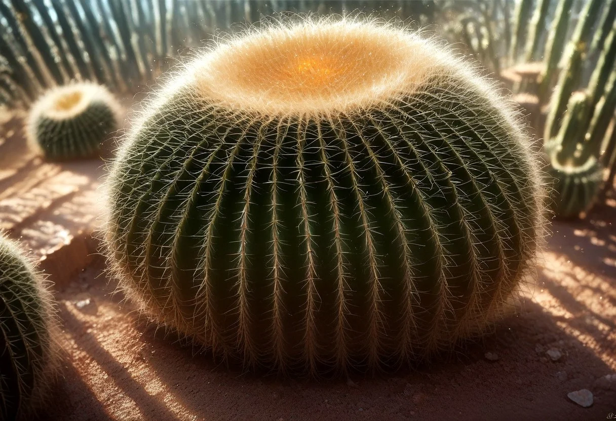 score_9, score_8_up, score_7_up, score_6_up, score_5_up, score_4_up, source_anime, morimee_style, volumetric lighting, desert, desertflora, barrel cactus,