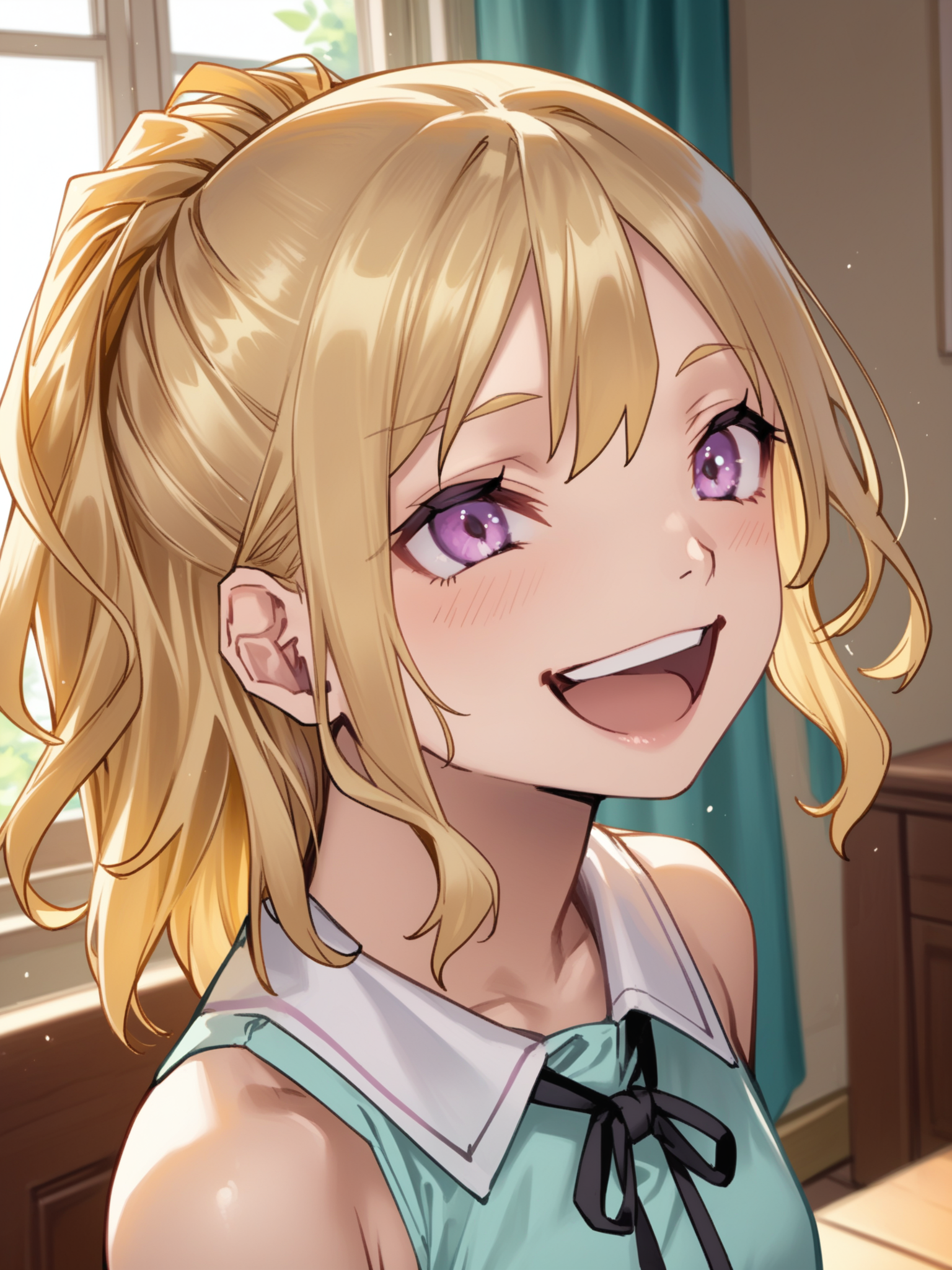 (upper body, solo focus:1.2) <lora:happy_tentacle-fuyuno-v0.3-000021:1>, ht_fuyuno, blonde hair, (petite:1.2), <lora:Shed_The_Skin's StS_age_slider_v1_initial_release:-1.1> ( :1.1) ( , , (excited :1.2) , smile , looking up :1.1) , indoors, ((day :0.6), (blue sky:0.6) :0.8), ( :0.9), (furniture:0.9), , , , , (modern architecture :0.9) ( :0.8) score_9, score_8_up, score_7_up, score_6_up, score_5_up, score_4_up, ( [(realistic, photorealistic:1.3):(realistic:1.2):16] [(3d:1.2)::14] :1) <lora:LUUNA's Lunas-NijiJourney-SDXL-B2:0.35>, nijijourney <lora:prgfrg23's Counterfeit-V3.0 Style SDXL_LoRA_Pony Diffusion V6 XL:0.5> <lora:mfcg's mfcgXL:0.12> <lora:reweik's gyokai(himehajime)_PonyXL_style_v01:0.14>