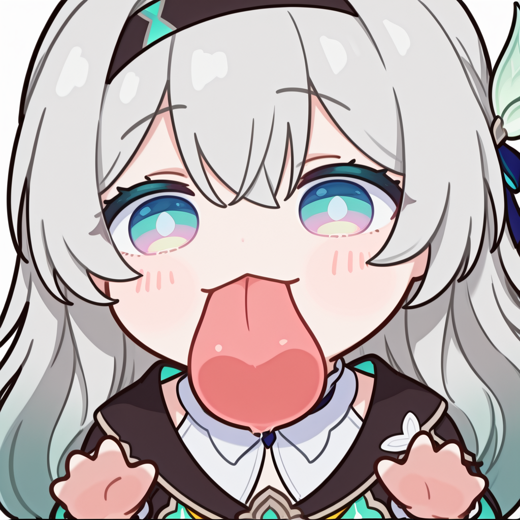 (masterpiece, high quality, amazing detail), highres, 1girl, firefly \\(honkai: star rail\\), solo, blush_sticker, licking screen, 1girl, solo, long hair, looking at viewer, simple background, white background, tongue, tongue out, chibi, :3, <lora:Chibi_licking_your_screen-10:1>