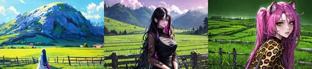 (otherworldly), highly insanely detailed, masterpiece, top quality, best quality, highres, 4k, 8k, RAW photo, (very aesthetic, beautiful and aesthetic), farm, fields, barn, fence, fantfa, <lora:FantasyFarm-10:0.5>,
1girl,
(__lazy-wildcards/char/haircolor__),
(__lazy-wildcards/dataset/background-color__),âââ