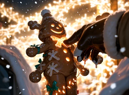 masterpiece, best quality, amazing quality, very aesthetic, absurdres, newest, volumetric lighting
gingerbread, snowing, merry, Gingerbread woman,<lora:Gingerbread_Man:0.6>,
masterpiece, best quality, amazing quality, very aesthetic, absurdres, newest, volumetric lighting , <lora:cfg_scale_boost:0.6>