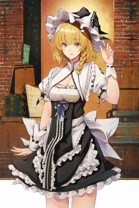 solo, 1girl, solo_focus, (((masterpiece))), ((best quality)), ((ultra-detailed)), ((too_many)):16, high resolution, absurdres, highres, ultra-detailed 8k unity wallpaper,
kirisame_marisa_(curiosities_of_lotus_asia), kourindou marisa, huge_breast,