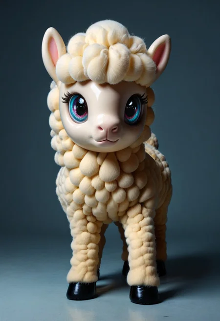 a bored Latex alpaca with big rainbow eyes, very detailed, 4k, sharp