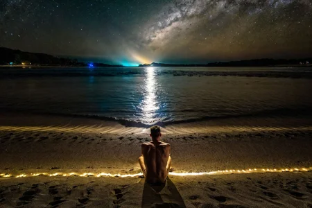 picture of two naked men sitting side by side on a beach, close to viewer, BioluminescenceBeach, from behind, back turned, bioluminescence, panoramic view, RAW, HDR, 8k,
<lora:BioluminescenceBeach:0.9>