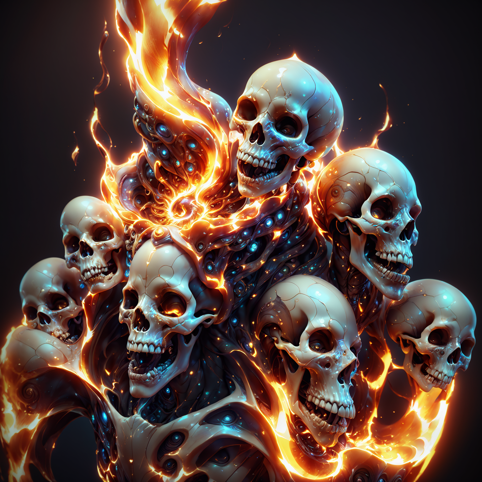 <lora:aiai-DiscoFire-XL1-v1-captions:0.75> aiai-DiscoFire style necromantic vortex of screaming skulls, low moody light, internal illumination, league of legends style fantasy art, octane render, porcelain sculpt, art by justin gerard and todd mcfarlane, high quality, 8K Ultra HD, masterpiece, best quality