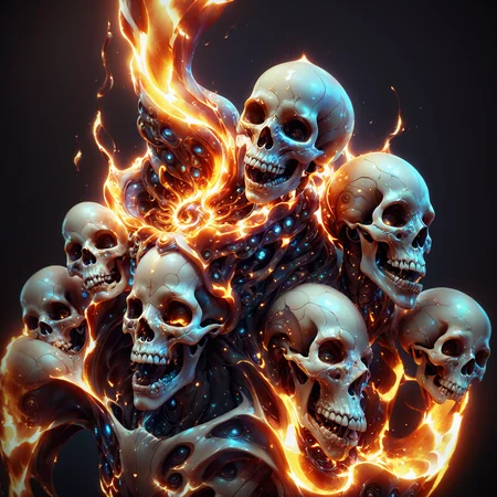 <lora:aiai-DiscoFire-XL1-v1-captions:0.75> aiai-DiscoFire style necromantic vortex of screaming skulls, low moody light, internal illumination, league of legends style fantasy art, octane render, porcelain sculpt, art by justin gerard and todd mcfarlane, high quality, 8K Ultra HD, masterpiece, best quality
