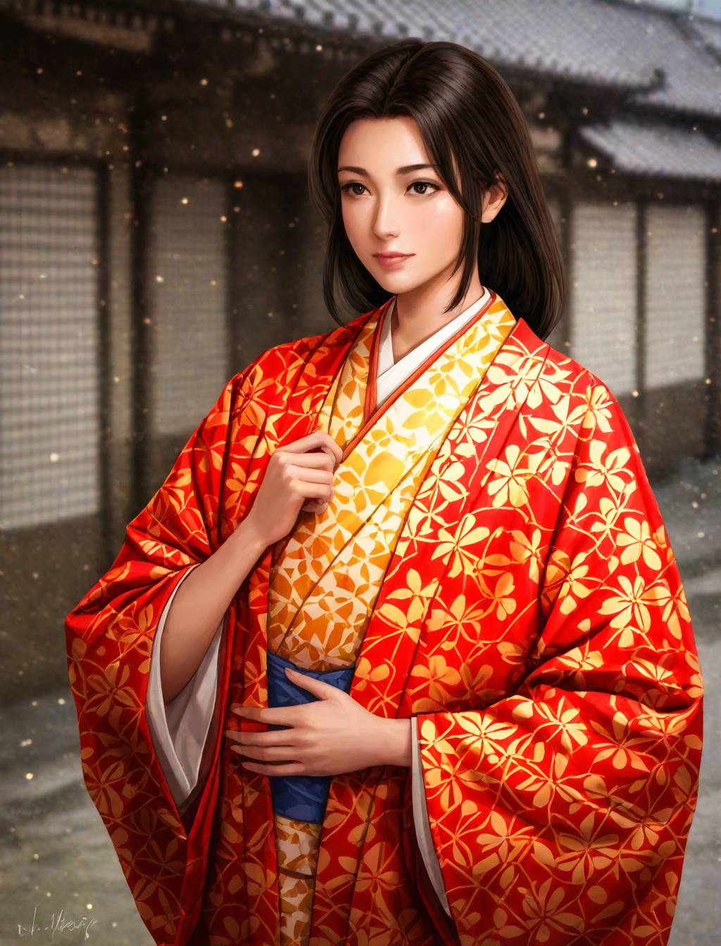 <lora:nobuyabo-style_XL_illustrious-noob_v1:1>nobuyabo style, 1girl, kimono, japanese clothes,, best quality, masterpiece, high quality,newest, absurdres, highres,incredibly absurdres ,<lora:NoobV065sHyperDmd:1>