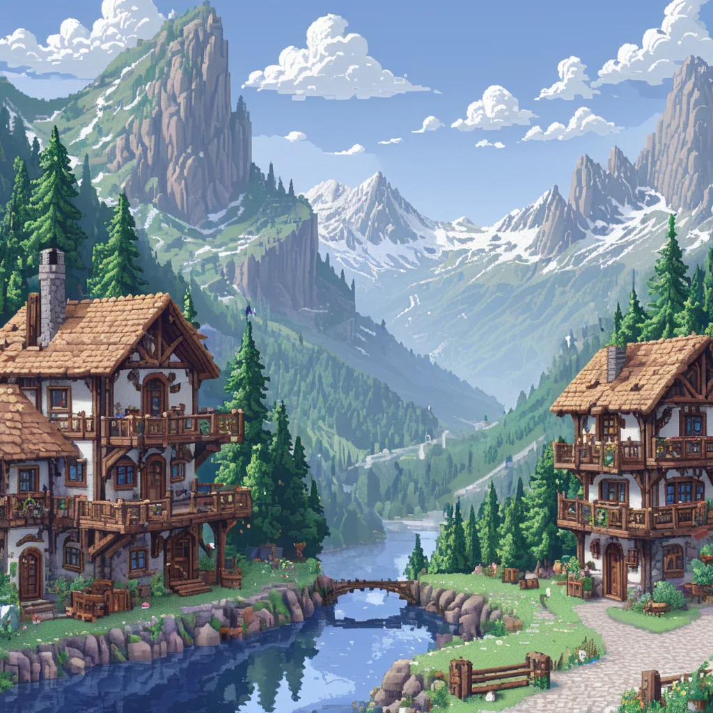 scene in alpine biome ArsMJStylePony, Pixel Art, ManyP <lora:ArsMJStyleSDXL_-_Pixel_Art:1>