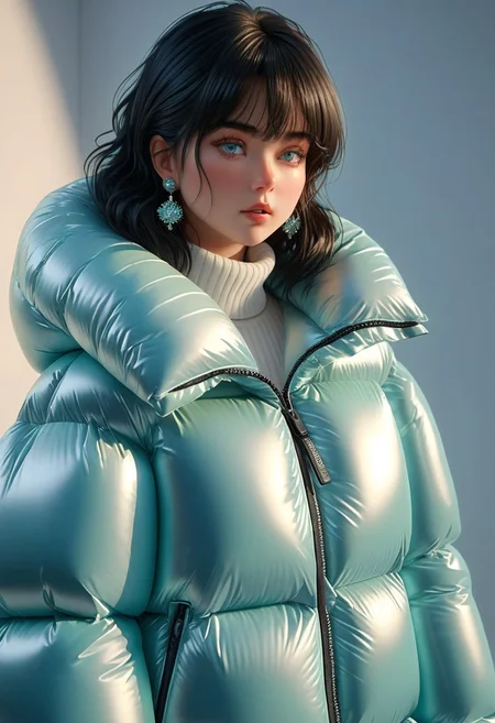 ((((down padded coat)))), ((((puffer pants)))), ((((full body, standing)))), ((((very warm)))), ((((hot)))), indoors, ((((sweating profusely)))), ((((sweat)))), ((((sweatdrop)))) masterpiece, best quality, (((masterpiece, illustration))), (super_detailed, 8k wallpaper, hyper_detailed, ultra_detailed, beautiful_and_delicate, intricate details), (girl, solo,small_girl, small_face), (medium_black_hair, bangs pinned back , single_side_earring) , (disheveled_hair, beautiful_detailed_hands ) , (beautiful_detailed_aqua_eyes), (deepen contour, depth of field, chromatic_aberration, dynamic_light, dynamic_shadow, perfect lumination), padded cuffs, padded collar, Thick padded cuffs, Thick padded collar, <lora:Collar-SDXL:0.6>, <lora:Cuffs-SDXL:0.6>, <lora:Puffer_Jacket_and_Down_Jacket_-_Extra_Puffy_Jackets:0.4>, <lora:snowpants_v1:0.4>, <lora:detailed_notrigger:1>