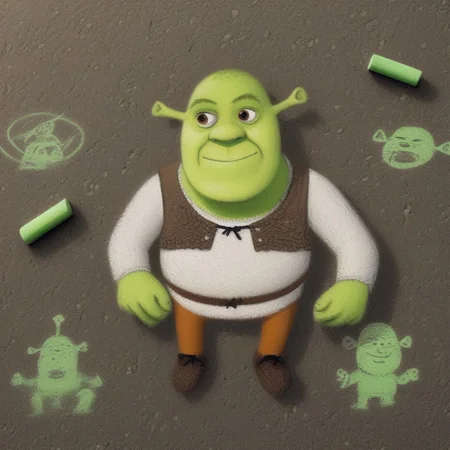 ch4lkdr4wing, chalk, green chalk, Shrek