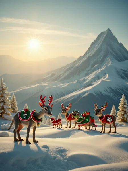 Animal Christmas,
Alien landscape the main tones are green and grey, the sun is setting behind a vast mountain range radiating a kaleidoscope of colours over the landscape, <lora:more_details:0.8>
<lora:Animal_Christmas:1>
