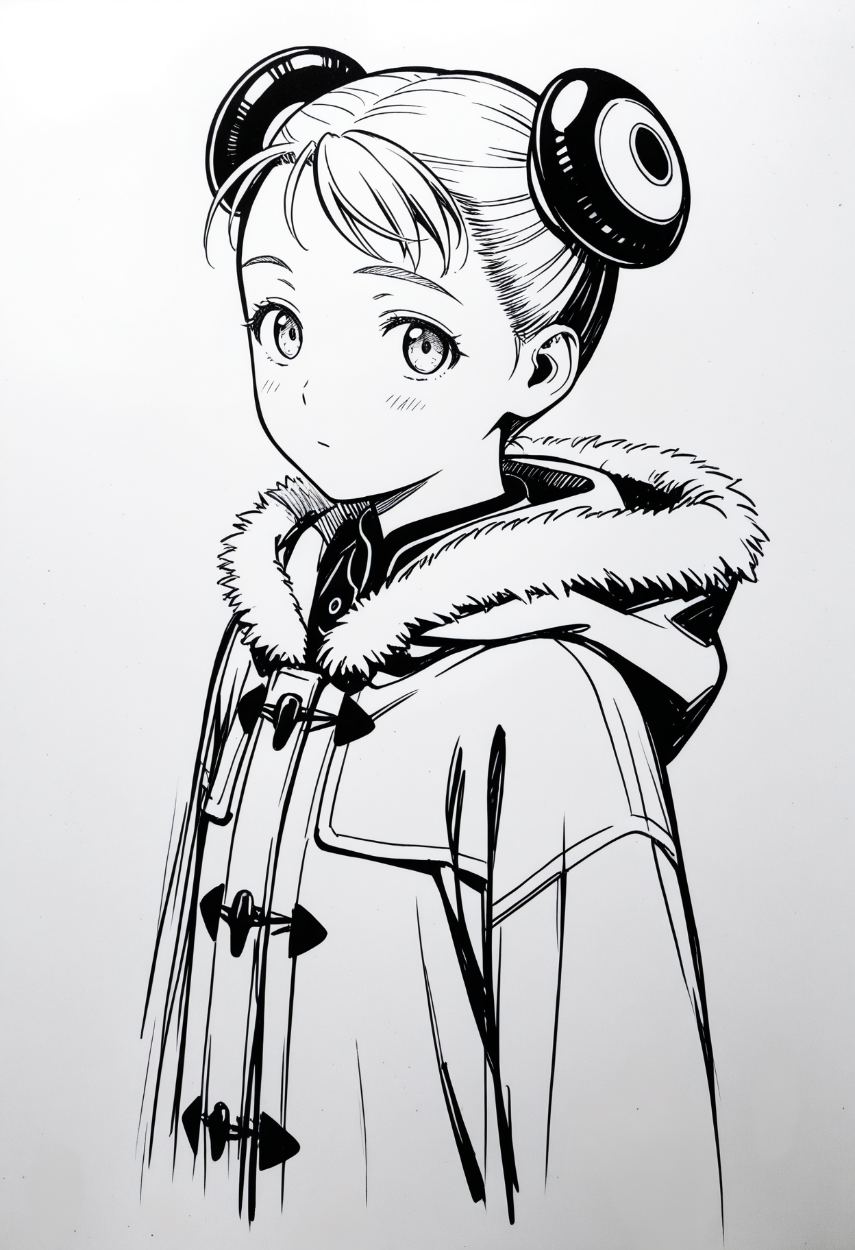 <lora:AlvisEHamiltonIL:1>, alviseh, monochrome, solo, greyscale, hood, traditional media, sketch, fur trim,
looking at viewer, eye contact, 
masterpiece,best quality,amazing quality,