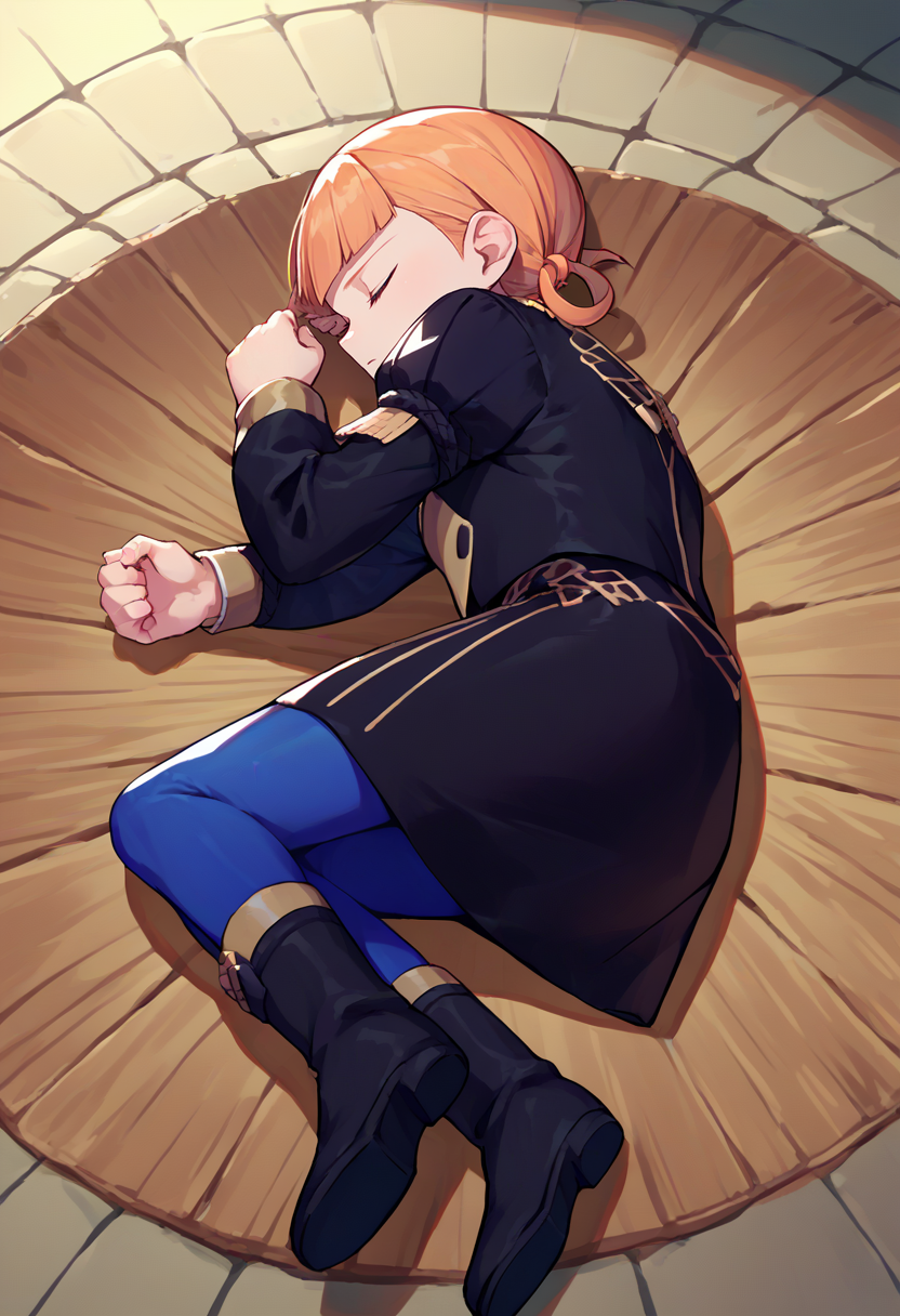 score_9, score_8_up, score_7_up, source_anime, crater, solo, 1girl, defAnne, yamchapose, lying, on side, hair rings, short twintails, blunt bangs, closed eyes, black jacket, black skirt, blue pantyhose, black boots <lora:annette-pdxl-nvwls-v1:1> <lora:meme_yamchapose_ponyXL:1>